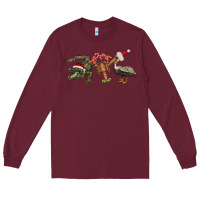 Burgundy Christmas alligator pelican crawfish Long Sleeve Tee - BarkalooDesign