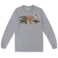 Heather Grey Christmas alligator pelican crawfish Long Sleeve Tee - BarkalooDesign