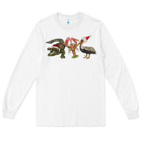 White Christmas alligator pelican crawfish Long Sleeve Tee - BarkalooDesign