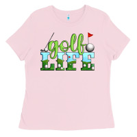 Bubblegum Pink golf life Ladies Tee - Artiststas