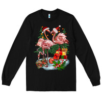 Black Christmas flamingo Long Sleeve Tee - BarkalooDesign