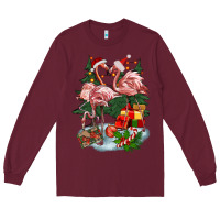 Burgundy Christmas flamingo Long Sleeve Tee - BarkalooDesign