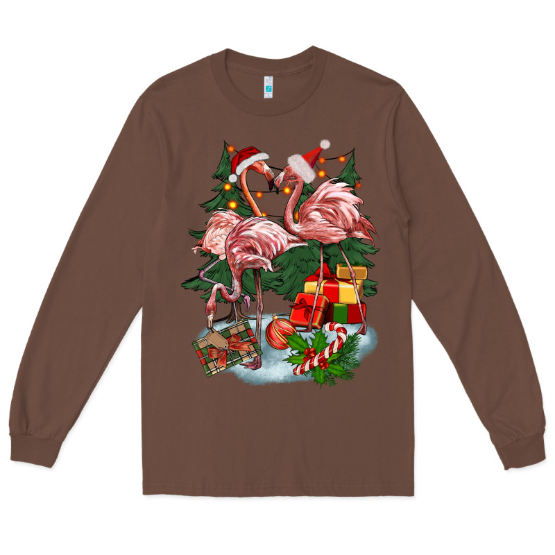 Christmas Flamingo Long Sleeve Tee by BarkalooDesign | Teevron