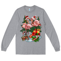 Heather Grey Christmas flamingo Long Sleeve Tee - BarkalooDesign