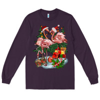Plum Christmas flamingo Long Sleeve Tee - BarkalooDesign