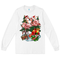 White Christmas flamingo Long Sleeve Tee - BarkalooDesign
