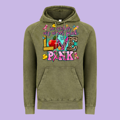 In October We Wear Pink Love Pink Vintage Hoodie Designed By Adodesignshop