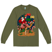 Army Green Christmas  camel with Santa Long Sleeve Tee - BarkalooDesign
