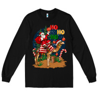Black Christmas  camel with Santa Long Sleeve Tee - BarkalooDesign