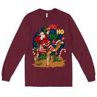 Burgundy Christmas  camel with Santa Long Sleeve Tee - BarkalooDesign