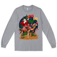 Heather Grey Christmas  camel with Santa Long Sleeve Tee - BarkalooDesign