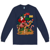 Navy Christmas  camel with Santa Long Sleeve Tee - BarkalooDesign