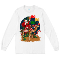 White Christmas  camel with Santa Long Sleeve Tee - BarkalooDesign