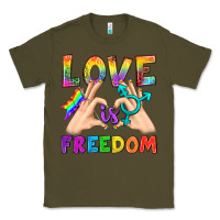 Army Green Love Is Freedom Classic Tee - BundleAndBundleShop