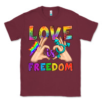 Burgundy Love Is Freedom Classic Tee - BundleAndBundleShop