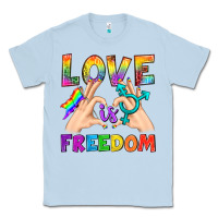 Dusty Blue Love Is Freedom Classic Tee - BundleAndBundleShop