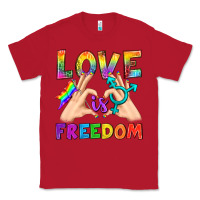 Red Love Is Freedom Classic Tee - BundleAndBundleShop