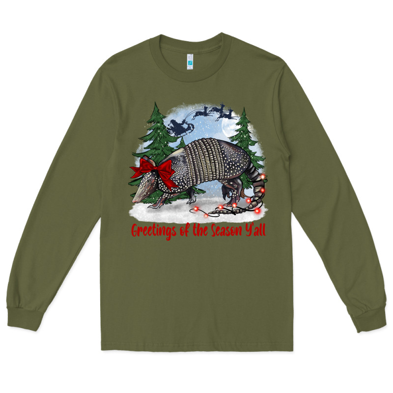 Greetings Of The Season Y'all With Armadillo Long Sleeve Tee by BarkalooDesign | Teevron