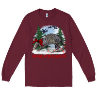 Burgundy greetings of the season y'all with armadillo Long Sleeve Tee - BarkalooDesign