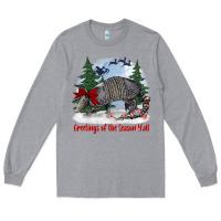 Heather Grey greetings of the season y'all with armadillo Long Sleeve Tee - BarkalooDesign