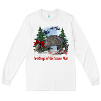 White greetings of the season y'all with armadillo Long Sleeve Tee - BarkalooDesign