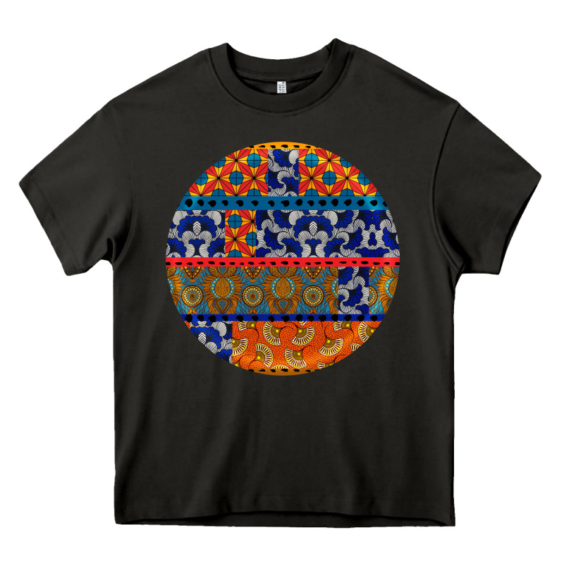 African Fabric Pattern Round Earrings Heavy Core Tee by BundleAndBundleShop | Teevron