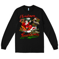 Black louisiana christmas with santa Long Sleeve Tee - BarkalooDesign