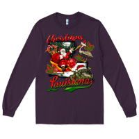 Plum louisiana christmas with santa Long Sleeve Tee - BarkalooDesign