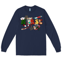 Navy Christmas nurse Long Sleeve Tee - BarkalooDesign