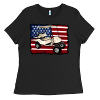 Black golf cart american flag Ladies Tee - Artiststas