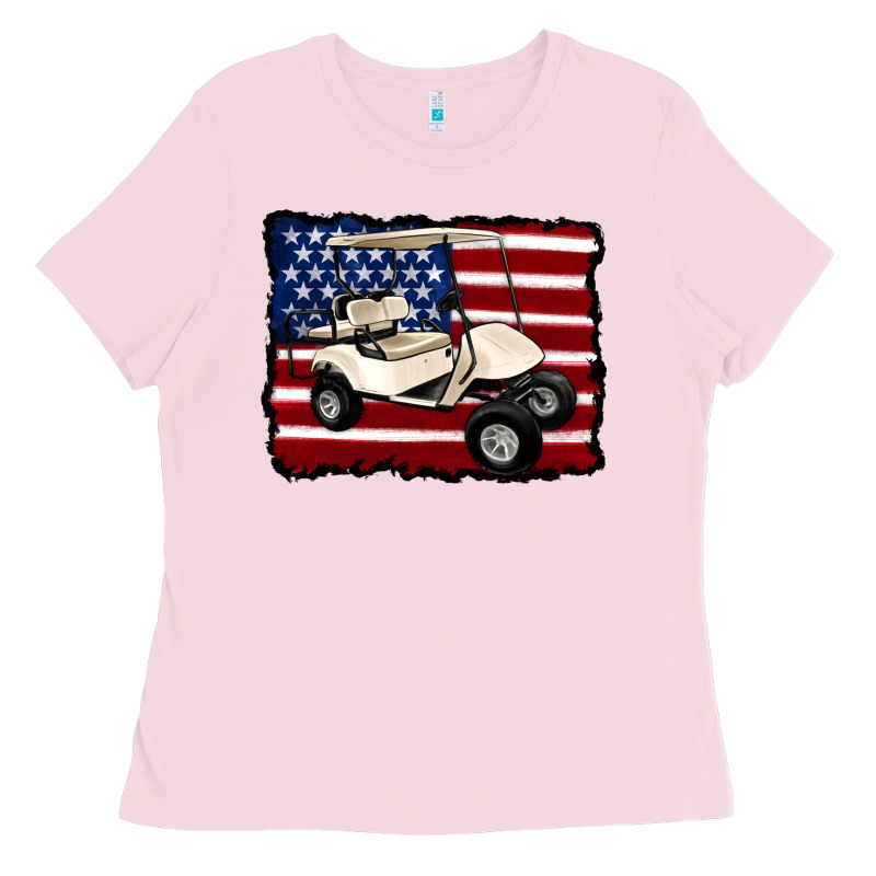 Golf Cart American Flag Ladies Tee by Artiststas | Teevron