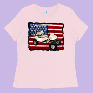 Golf Cart American Flag Ladies Tee Designed By Artiststas