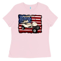 Bubblegum Pink golf cart american flag Ladies Tee - Artiststas