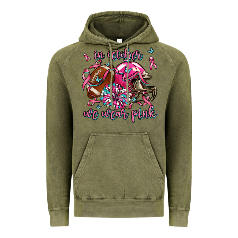 In October We Wear Pink Football Vintage Hoodie by AdoDesignShop | Teevron