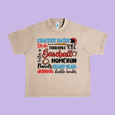 Baseball Typography Words Urban Heavy Tee Designed By Artiststas
