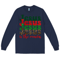 Navy jesus is the reason Long Sleeve Tee - BarkalooDesign