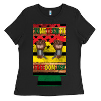 Black juneteenth freedom day 12 oz can cooler (slim) 2 Ladies Tee - Artiststas