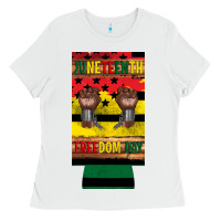 White juneteenth freedom day 12 oz can cooler (slim) 2 Ladies Tee - Artiststas