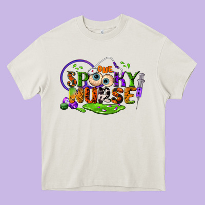 One Spooky Nurse Heavy Core Tee Designed By Bundleandbundleshop