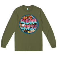 Army Green western groovy school nurse Long Sleeve Tee - BarkalooDesign