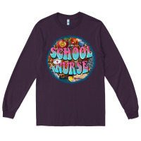 Plum western groovy school nurse Long Sleeve Tee - BarkalooDesign