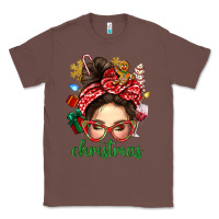 Chestnut Christmas Messy Bun With Gingerbread Man Classic Tee - BundleAndBundleShop