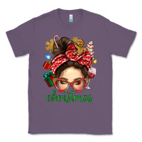 Lavender Christmas Messy Bun With Gingerbread Man Classic Tee - BundleAndBundleShop