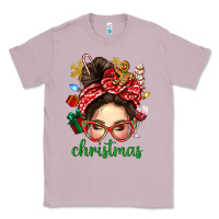 Lilac Christmas Messy Bun With Gingerbread Man Classic Tee - BundleAndBundleShop
