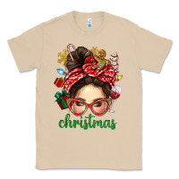 Mushroom Christmas Messy Bun With Gingerbread Man Classic Tee - BundleAndBundleShop