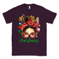 Plum Christmas Messy Bun With Gingerbread Man Classic Tee - BundleAndBundleShop