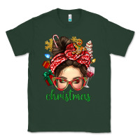 Sports Green Christmas Messy Bun With Gingerbread Man Classic Tee - BundleAndBundleShop