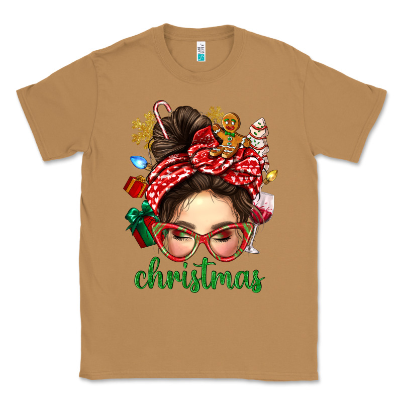 Christmas Messy Bun With Gingerbread Man Classic Tee by BundleAndBundleShop | Teevron