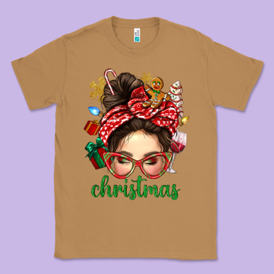 Christmas Messy Bun With Gingerbread Man Classic Tee Designed By Bundleandbundleshop
