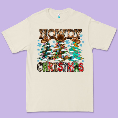 Howdy Christmas Premium Tee Designed By Cowhidedigitalart